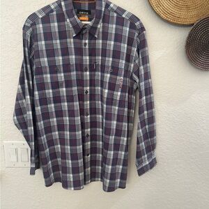 Orvis Plaid Button-Down Shirt in Blue and Maroon